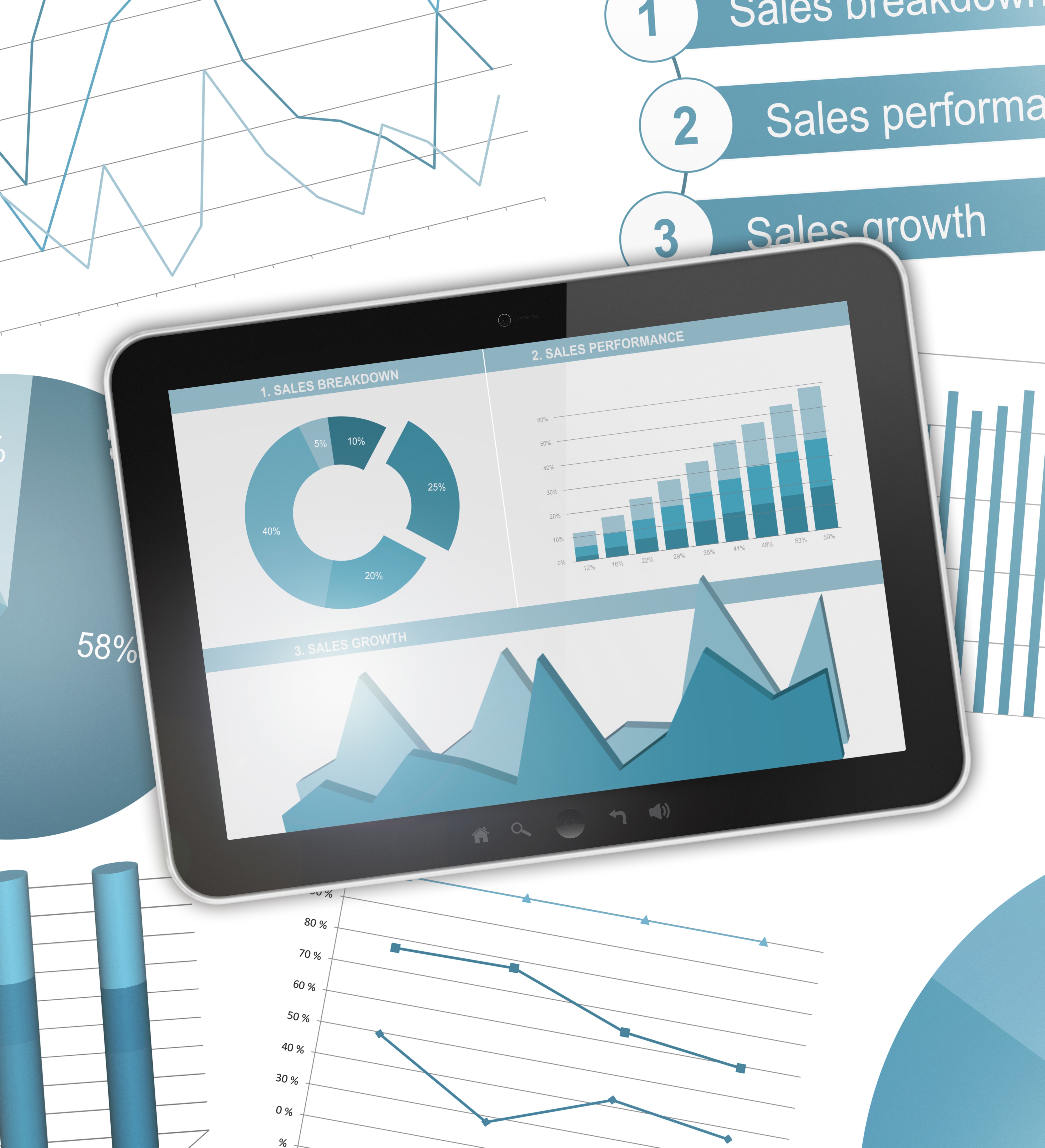Business charts digital tablet