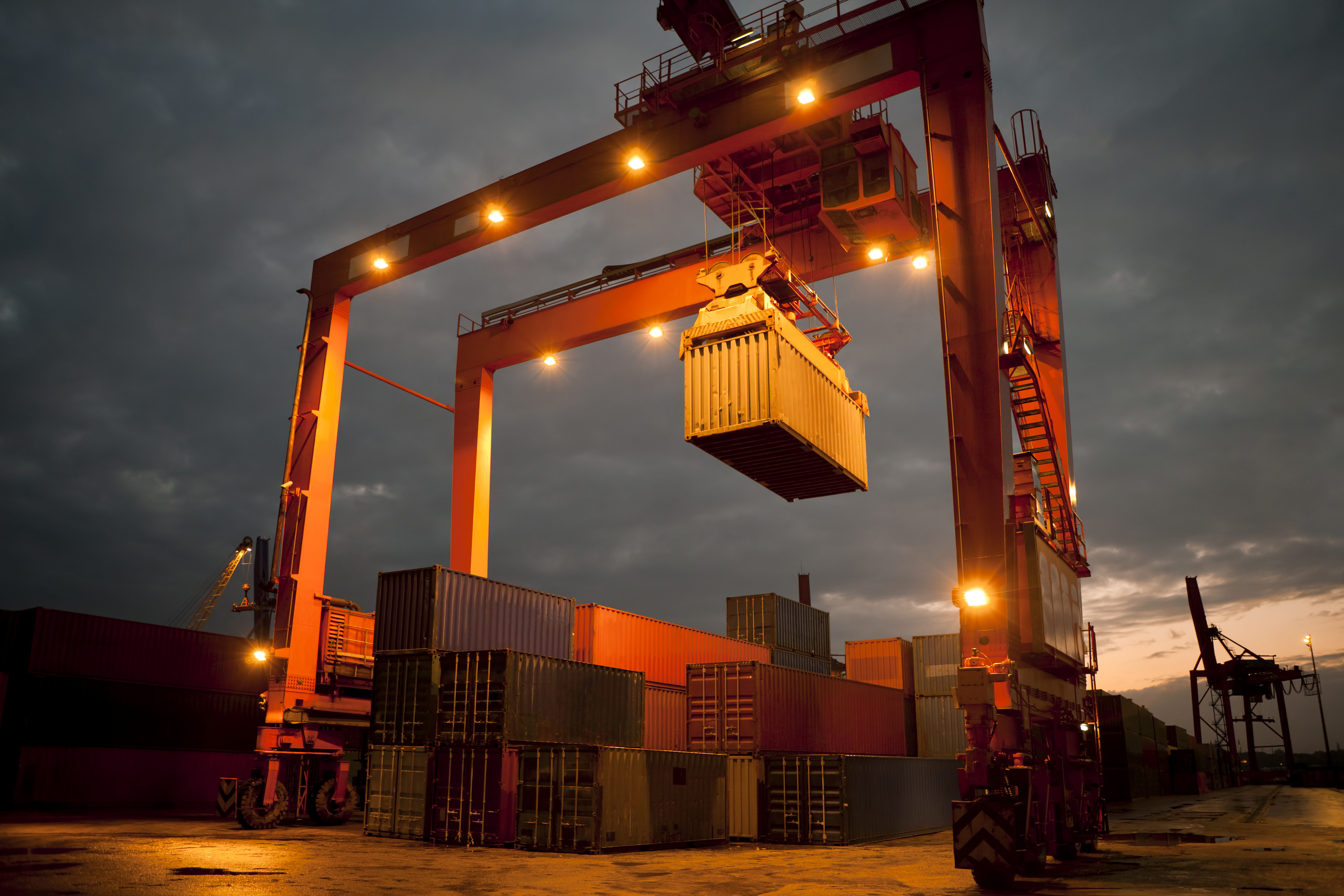 Cargo containers shipping freight dusk