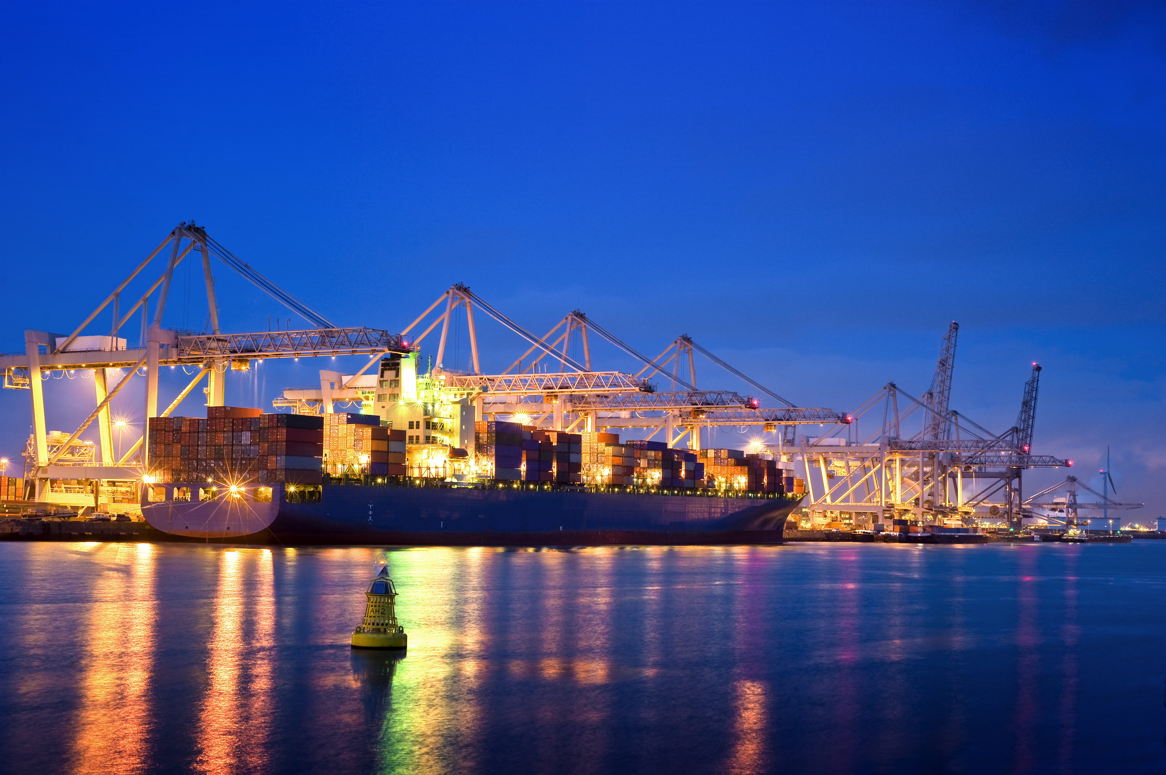 Container terminal at night