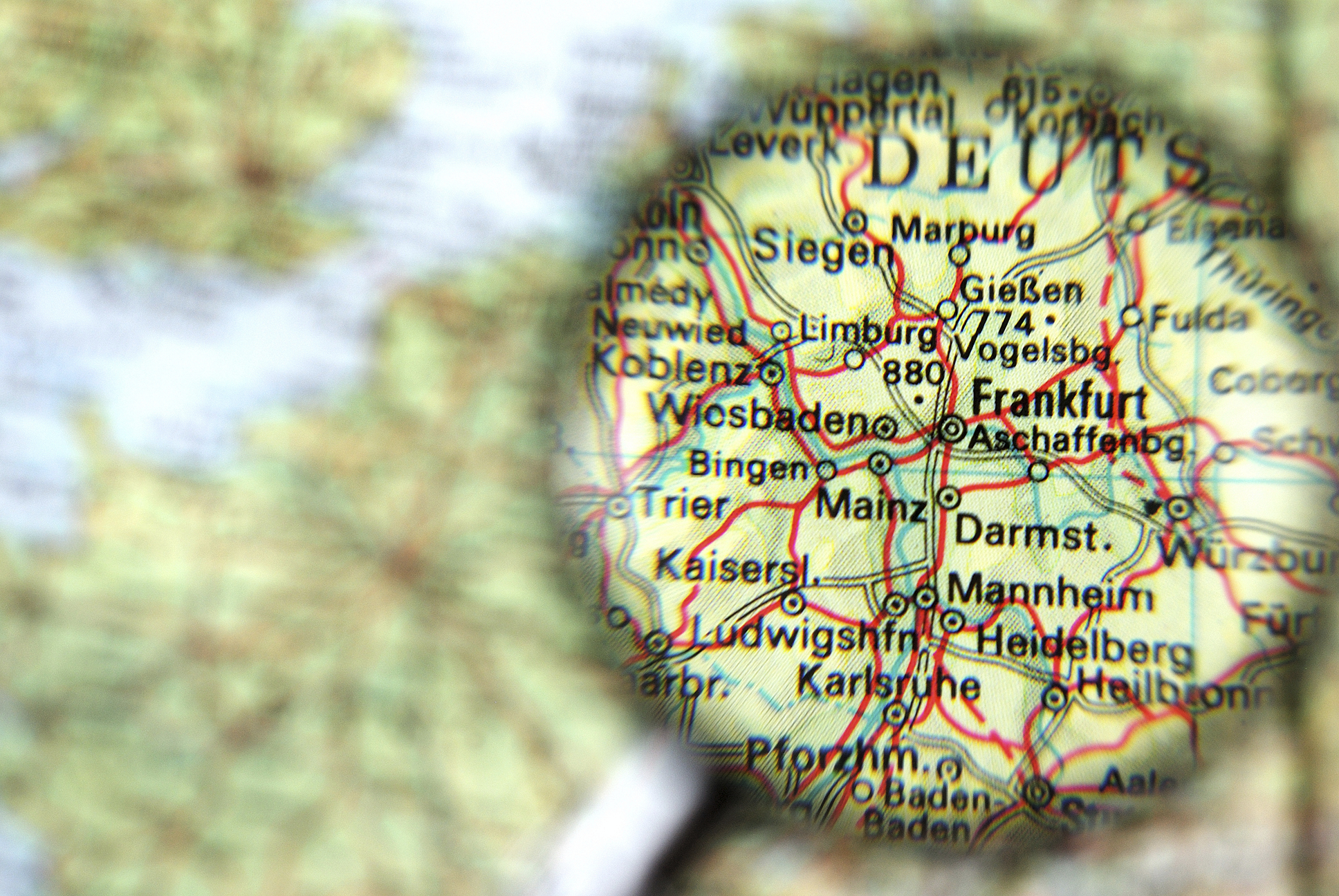 Destination Frankfurt Map Germany Magnifying Glass