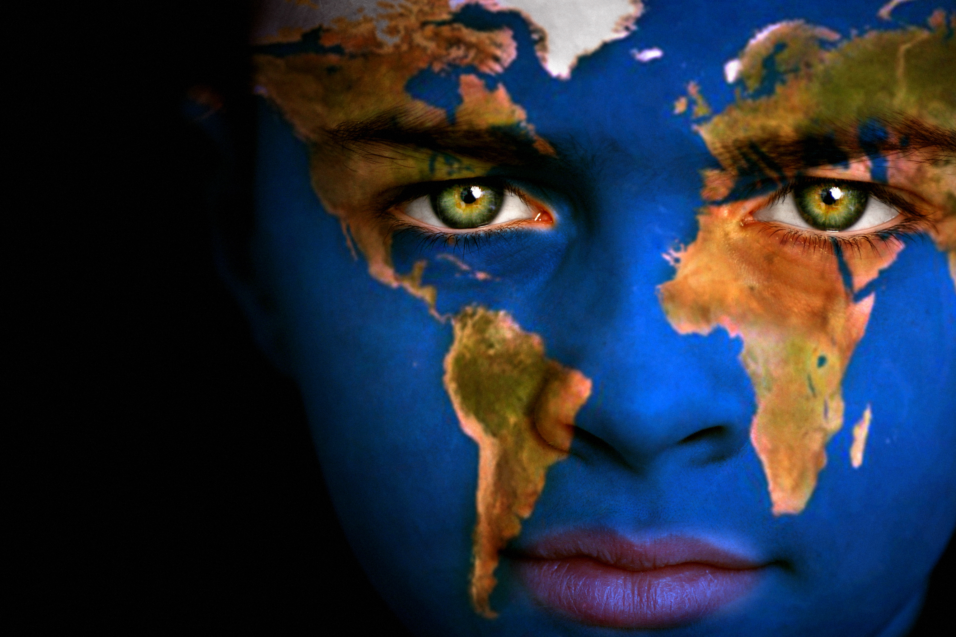 Earth Globe World Map Human Face