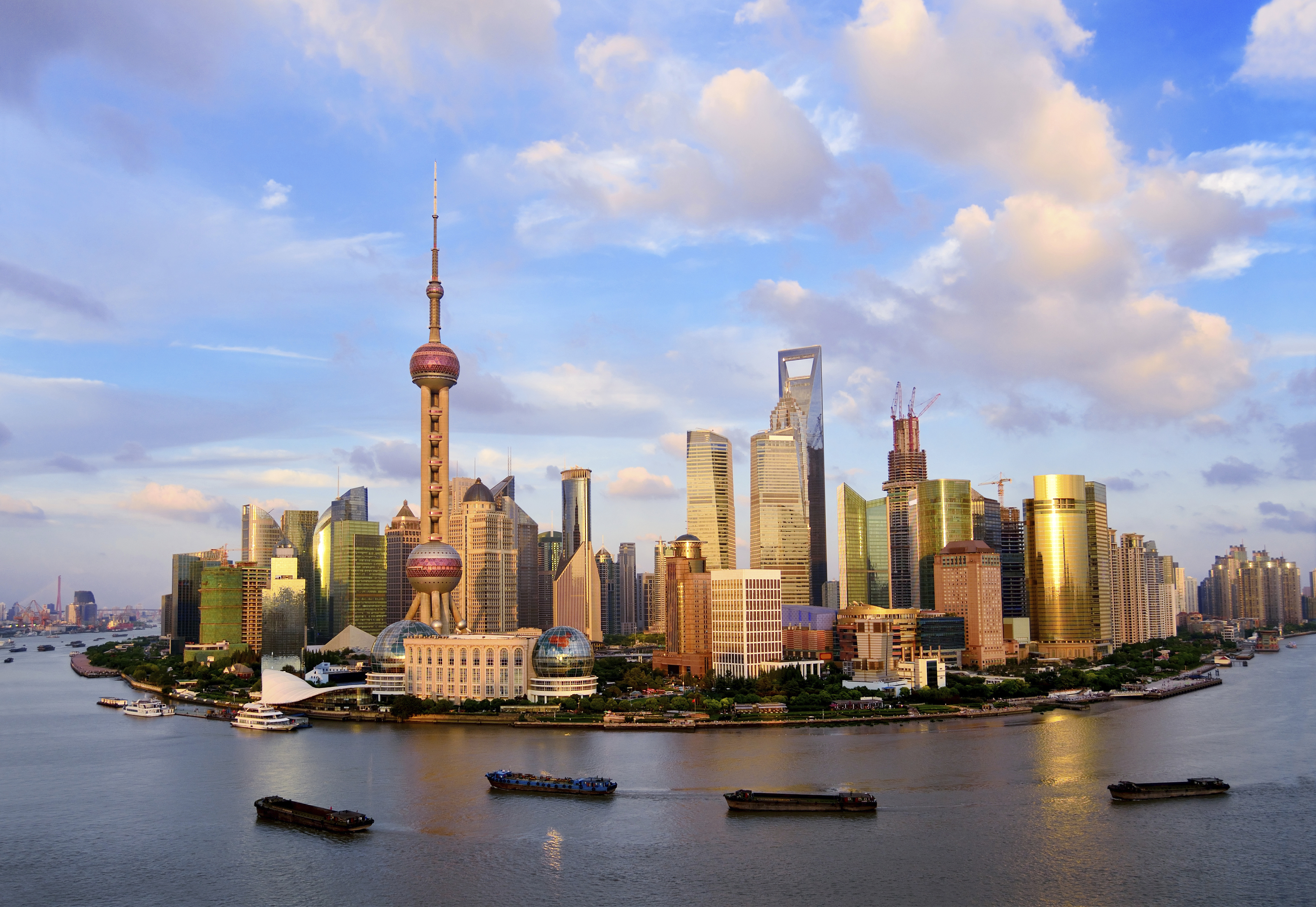 Shanghai skyline panoramic water