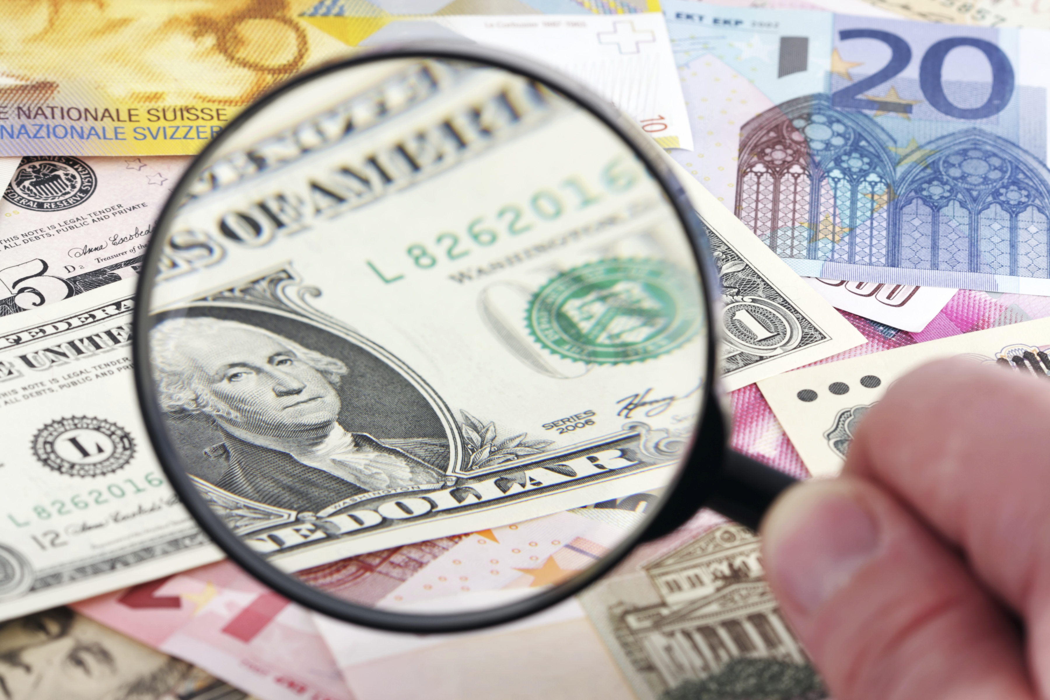 US Dollar Magnifying Glass Currency