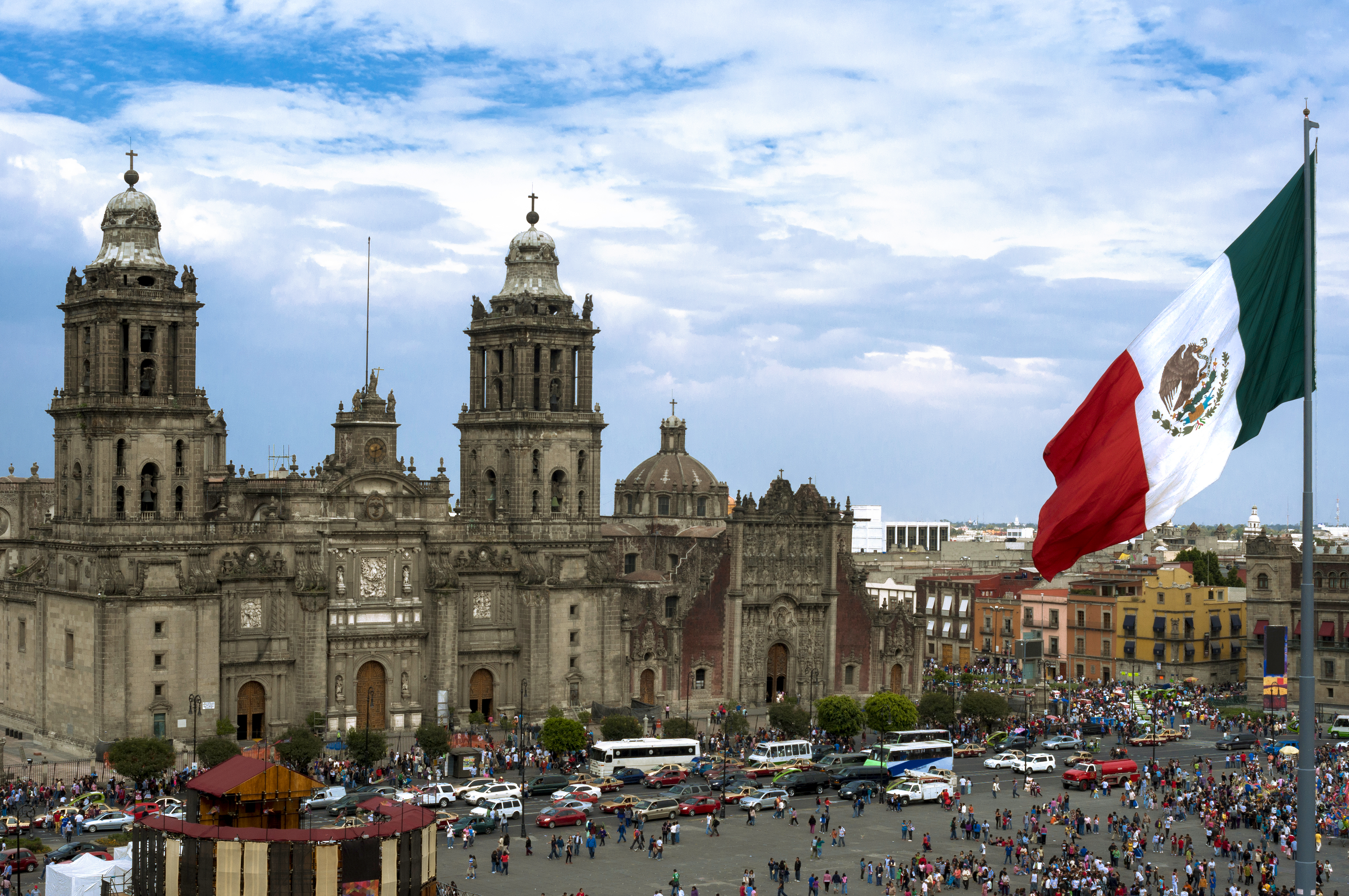 Zocalo Square Mexico City Flag