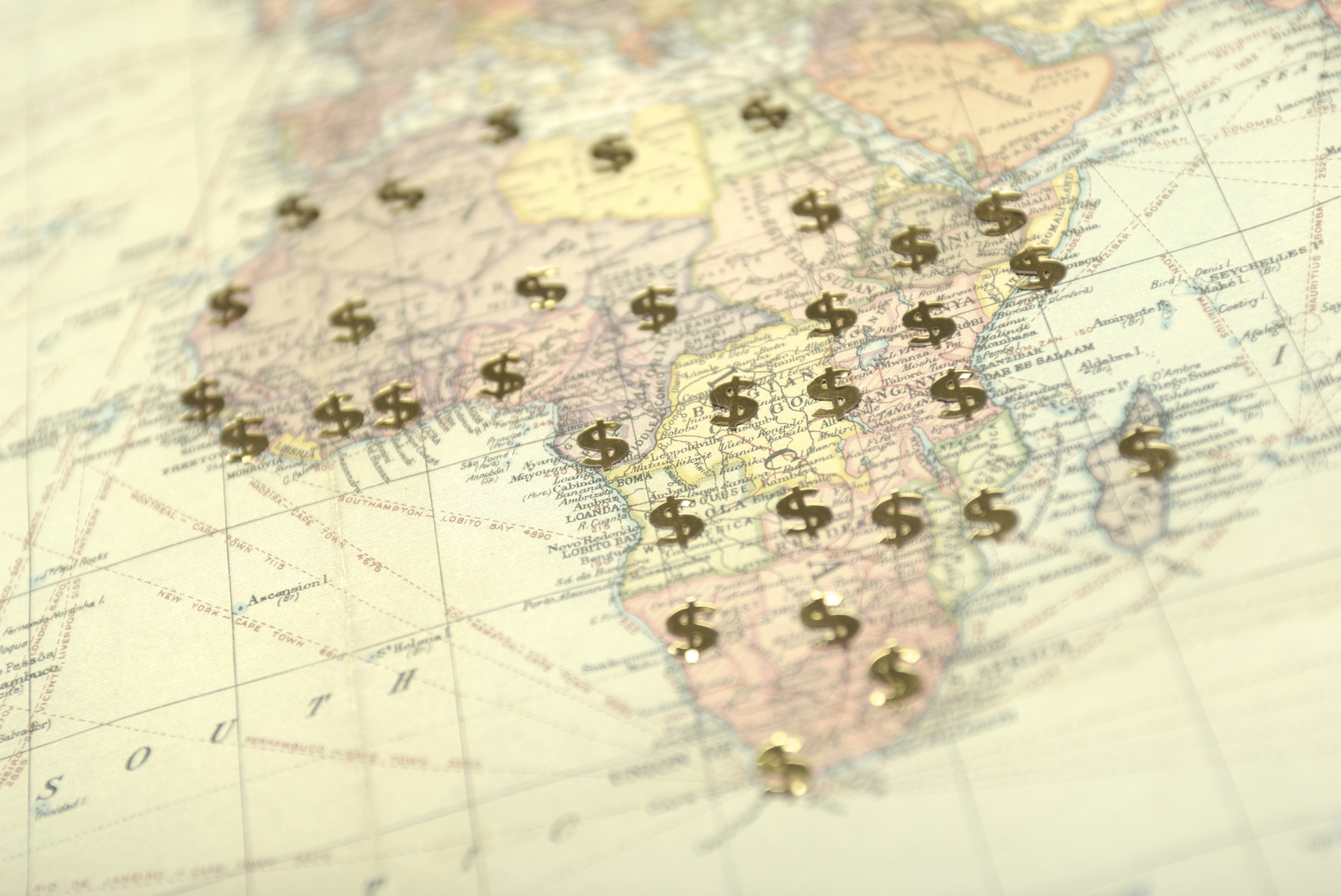 Africa dollar signs map