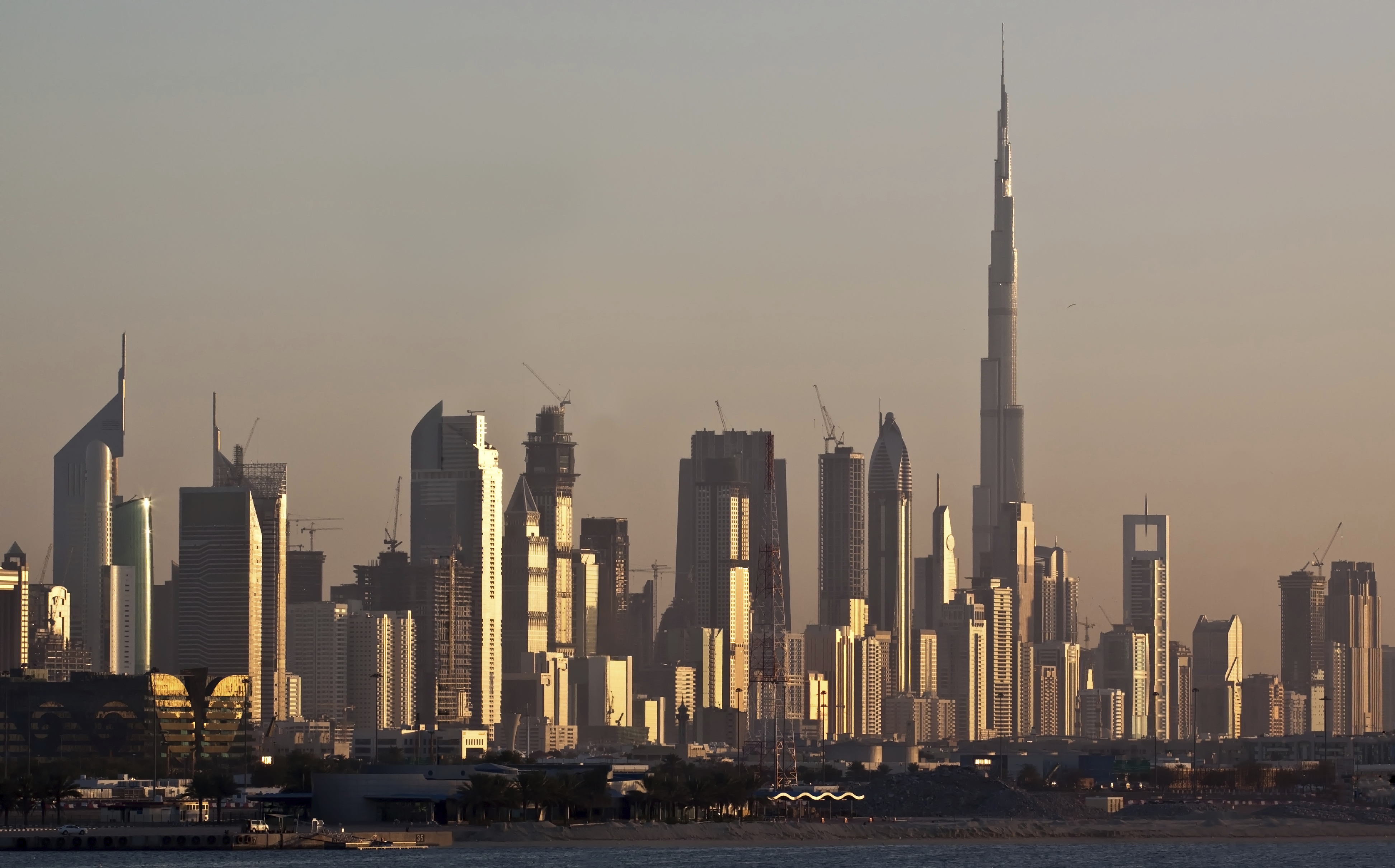 Dubai skyline Burj Khalifa UAE sunset