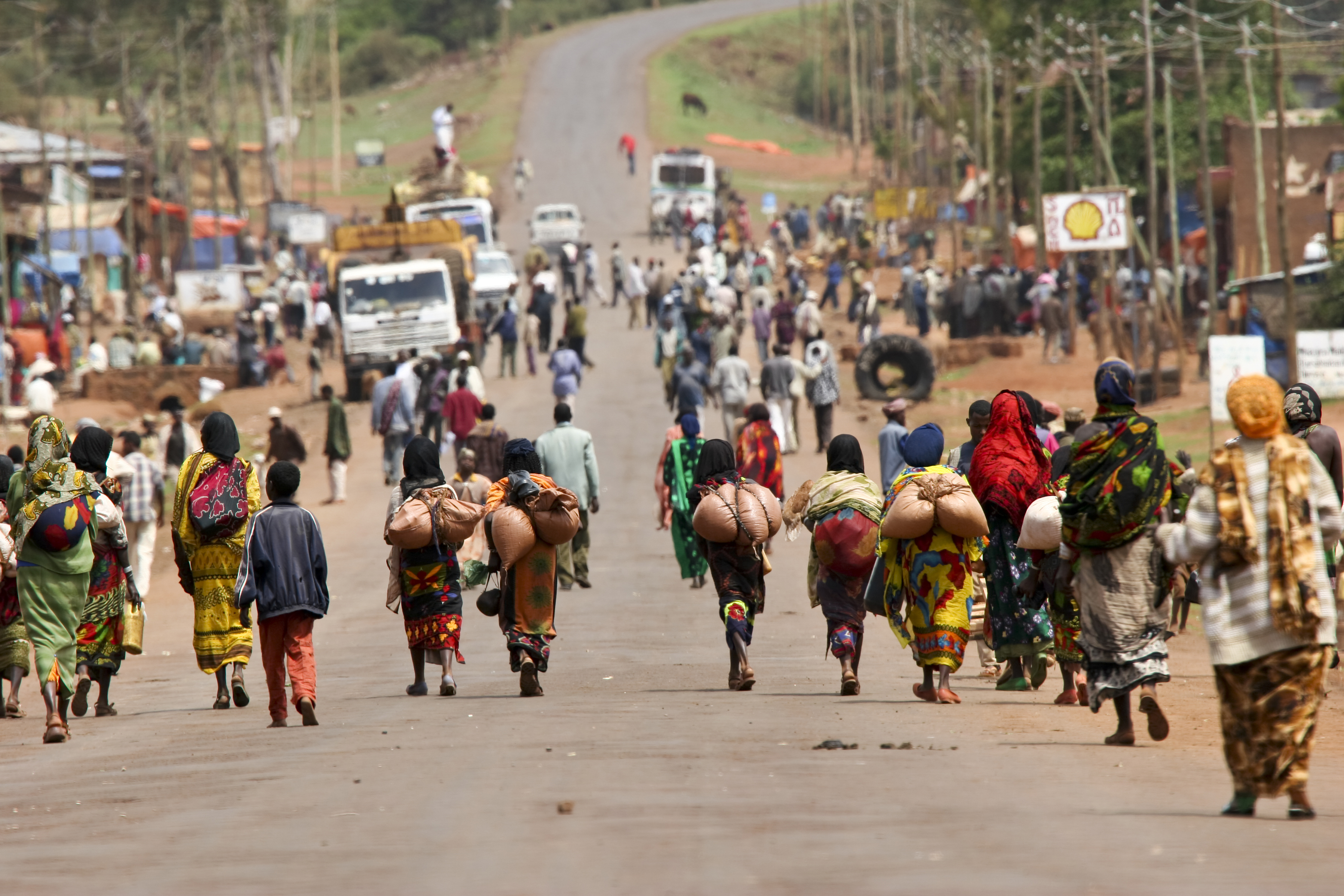 Locals Walking On A Market In Yabela