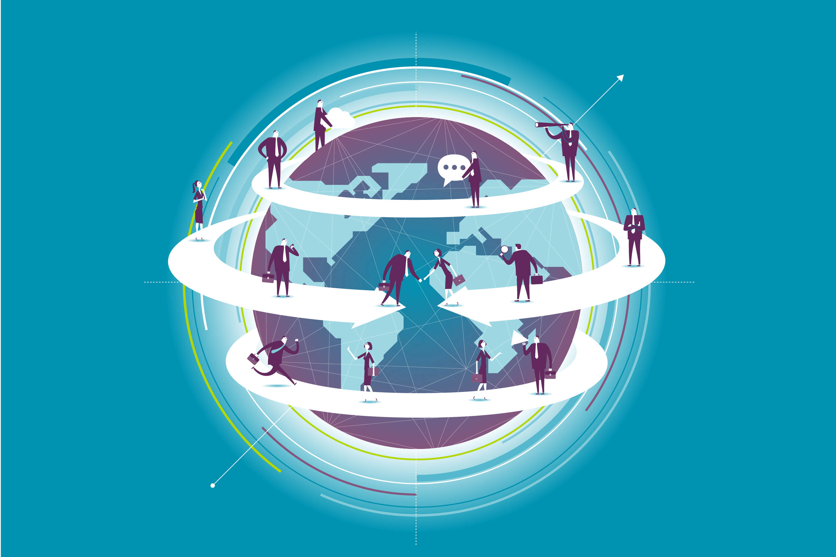 Global business team world connections
