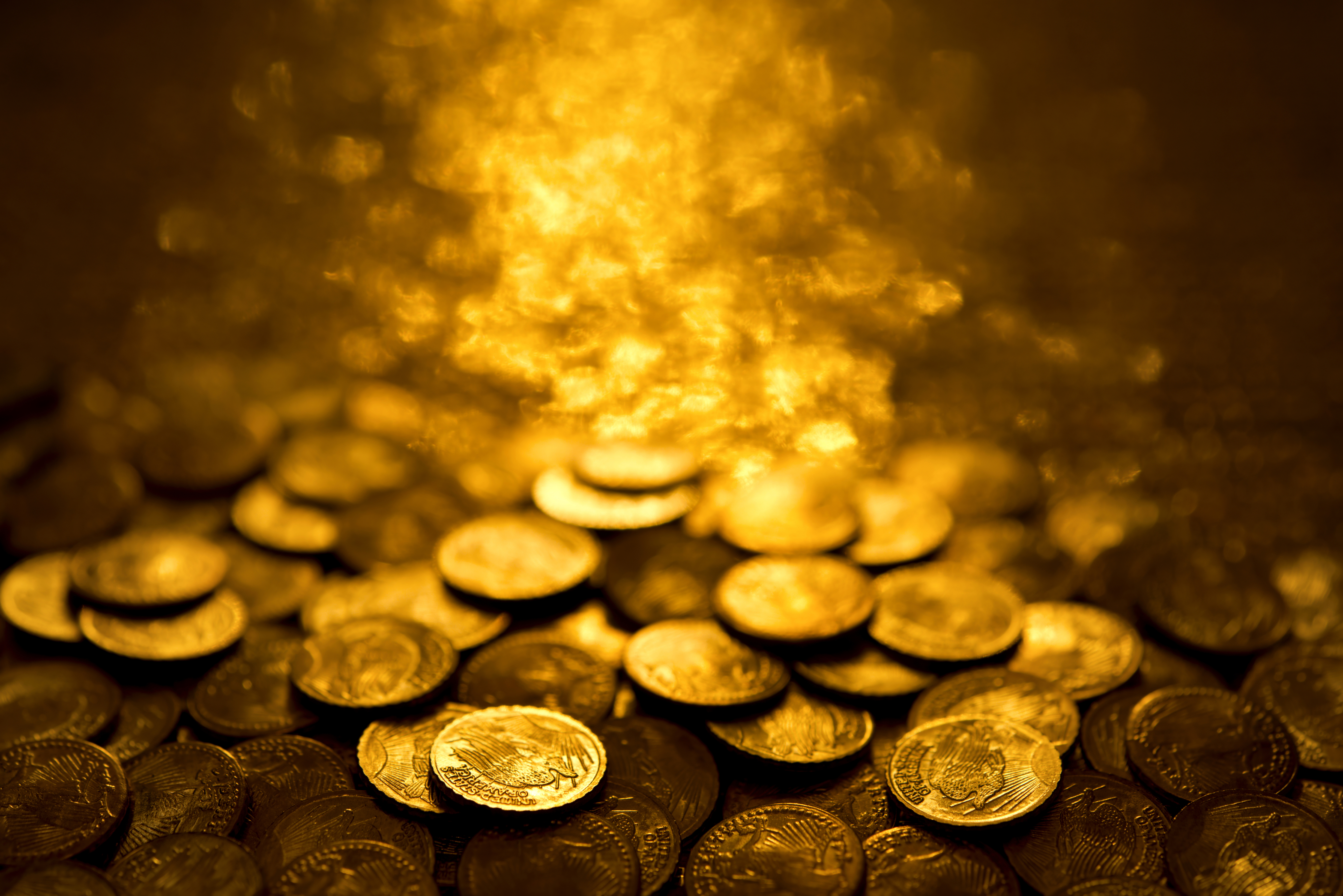 Gold coins treasure stacks