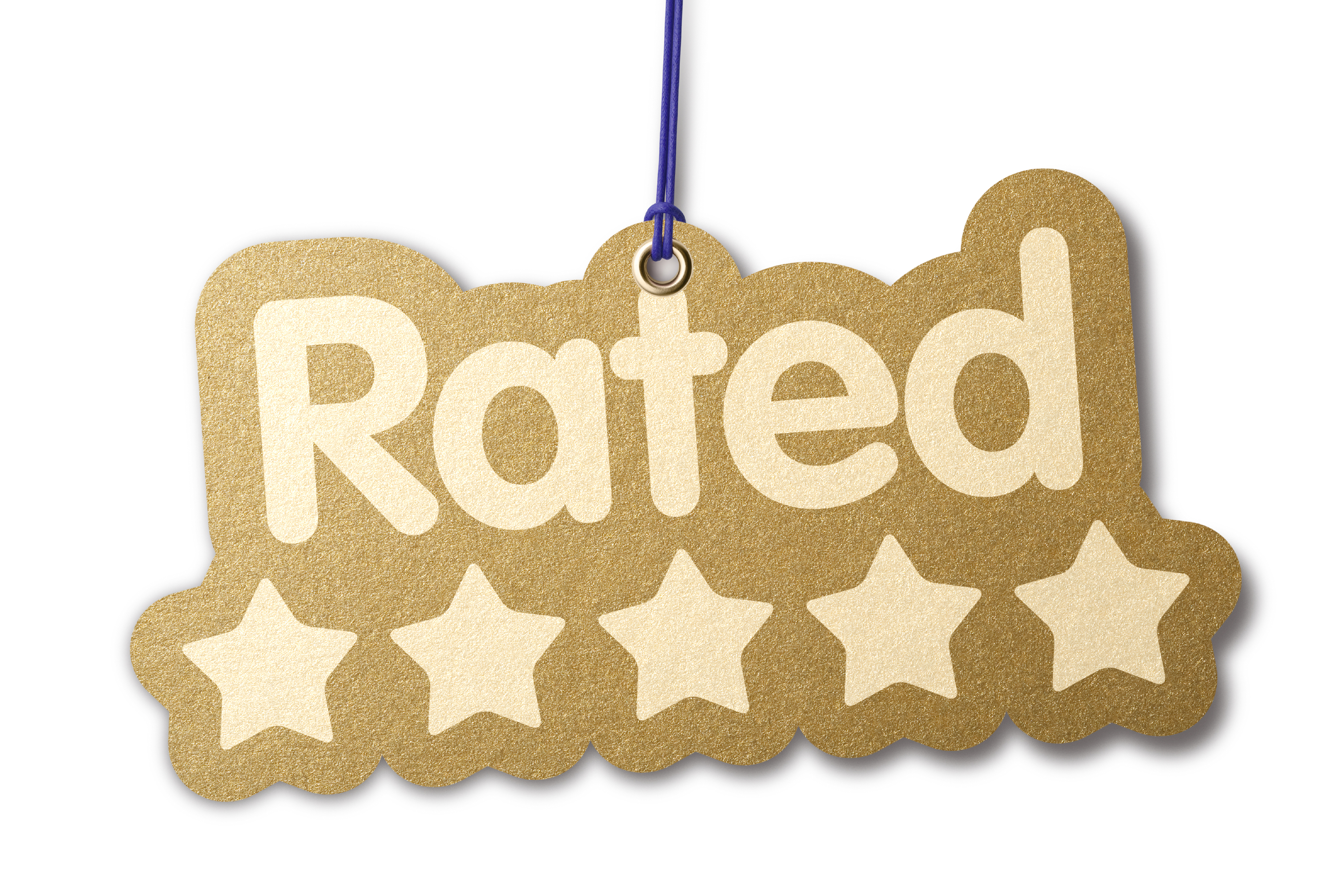 Rated five stars label