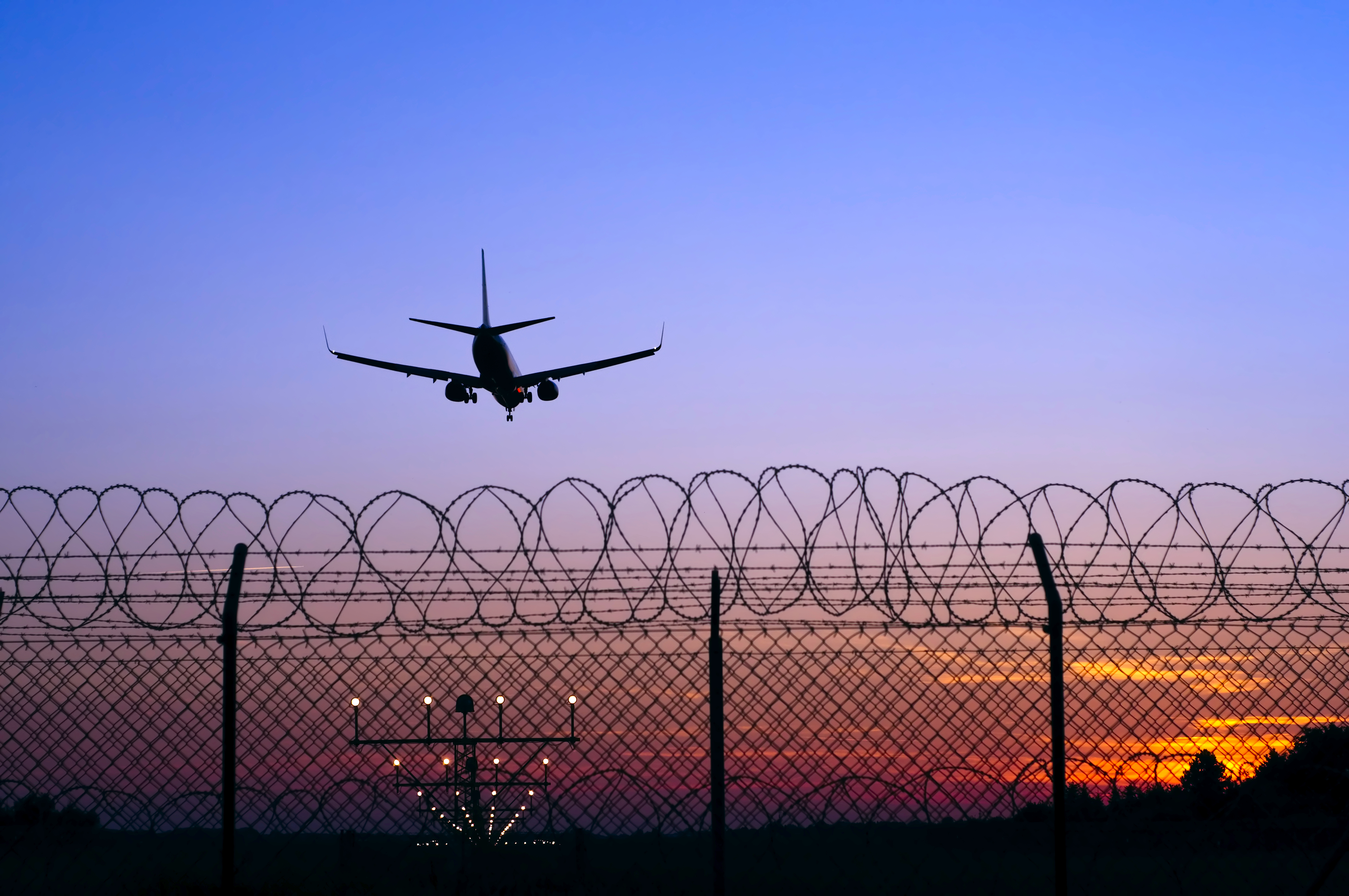 Boeing 787 Landing Airport Sunset
