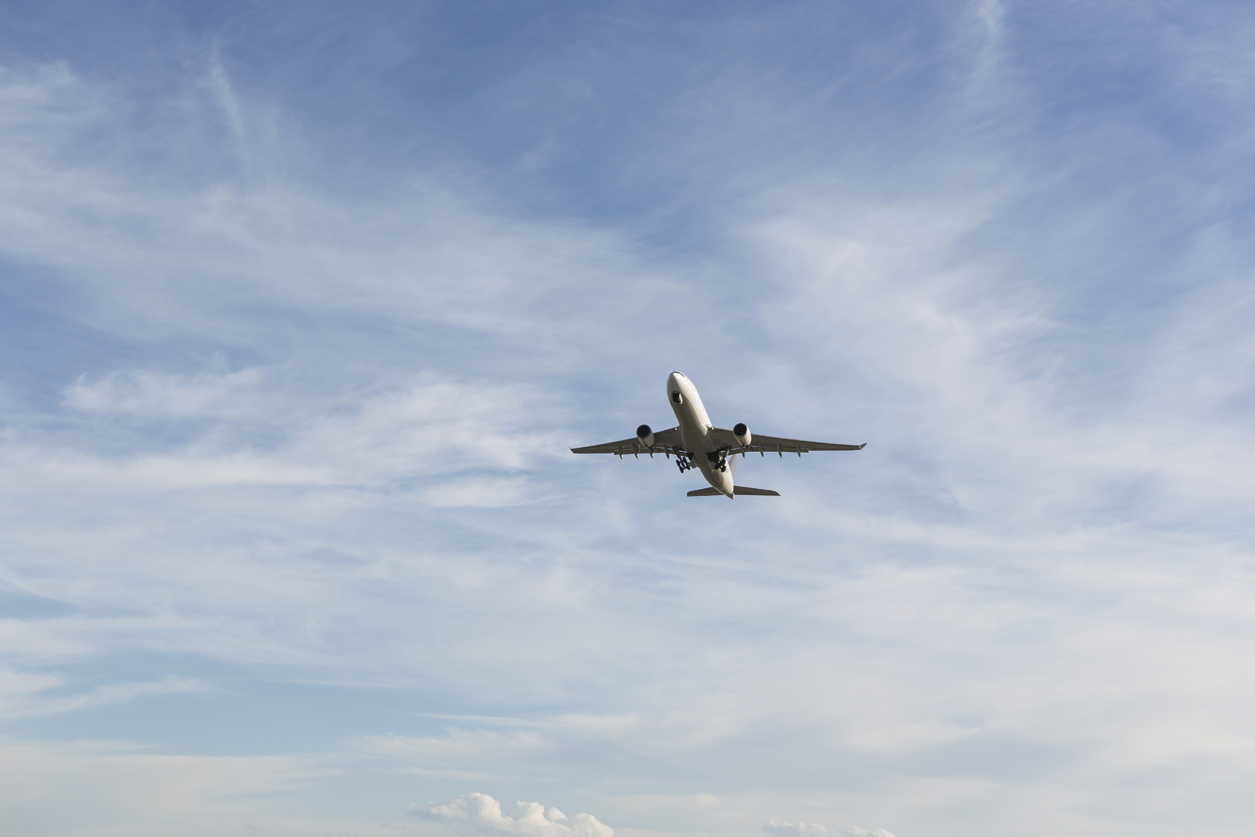 Commercial Airplane Flying Front View