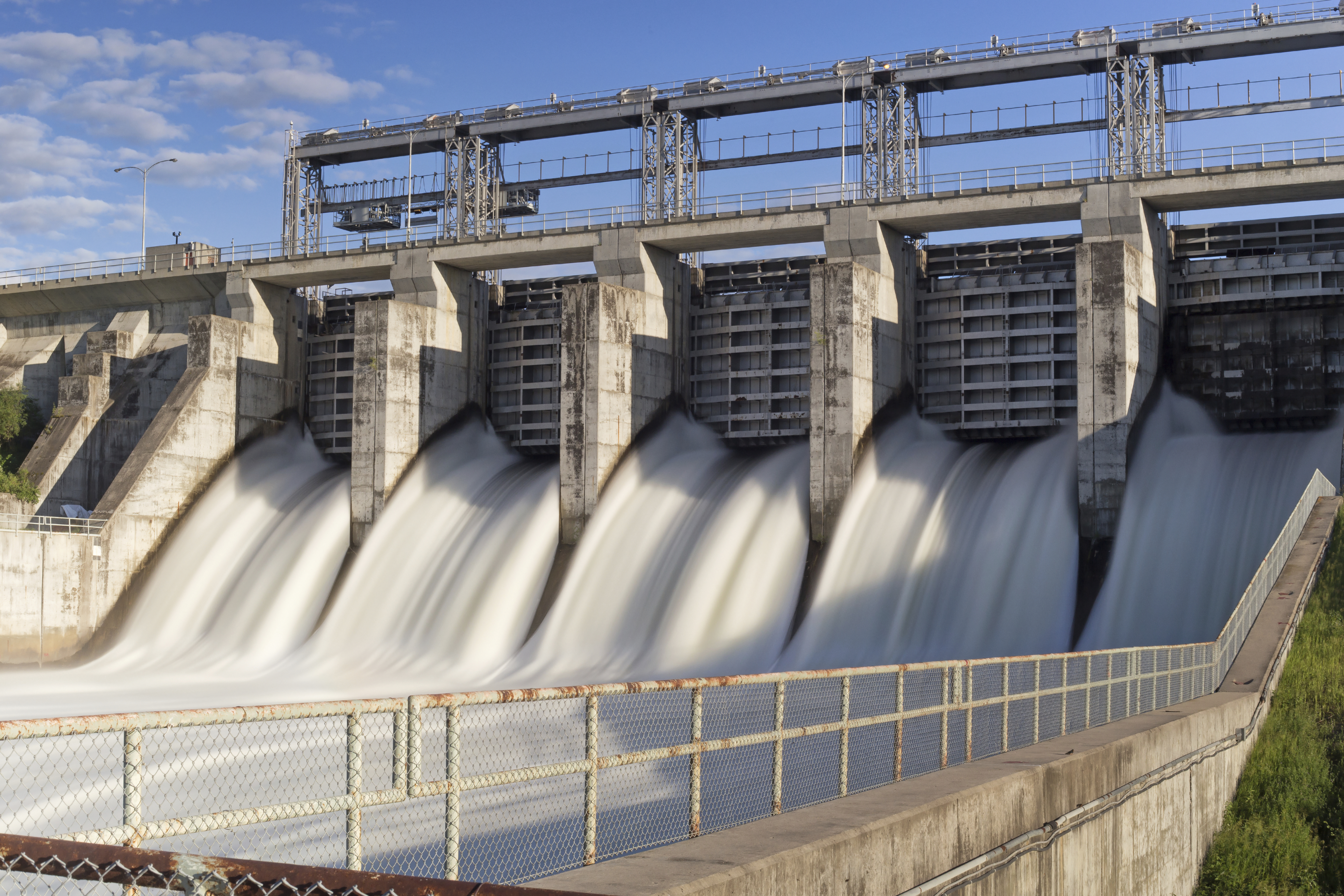 Hydroelectric Power Station Water Rushing Gates