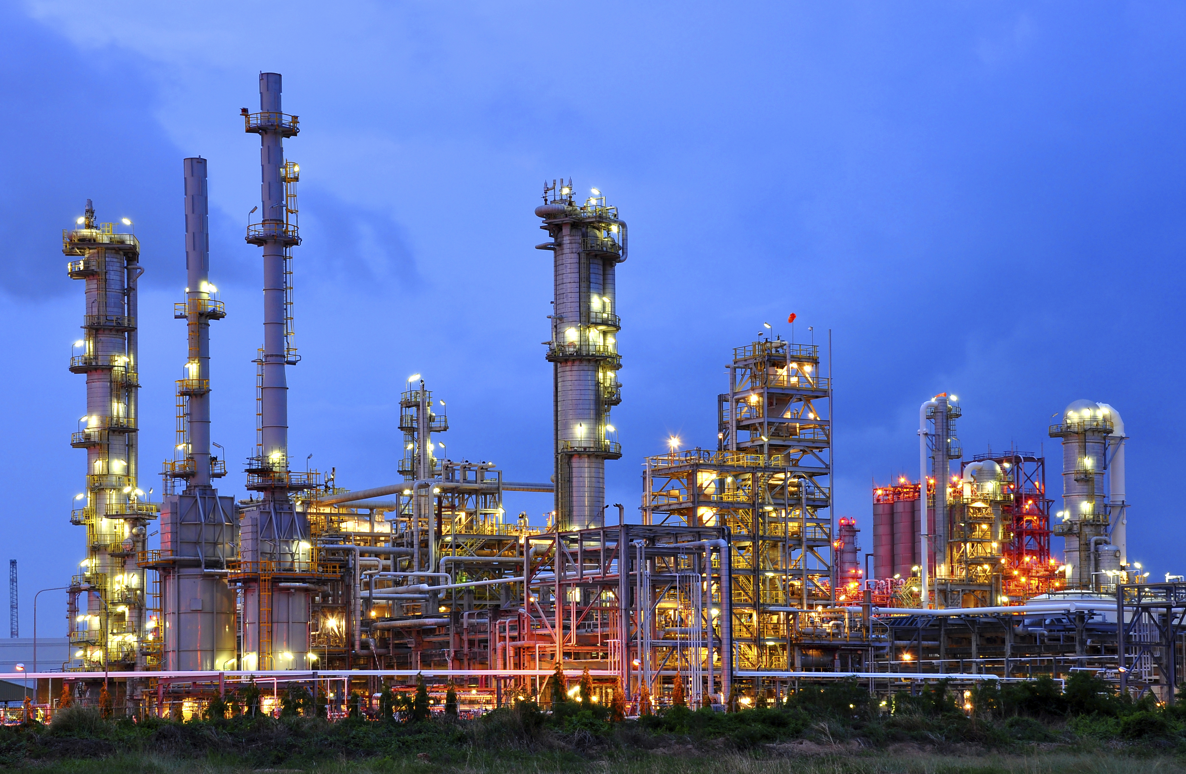 Oil Refinery Petrochemical plant Night