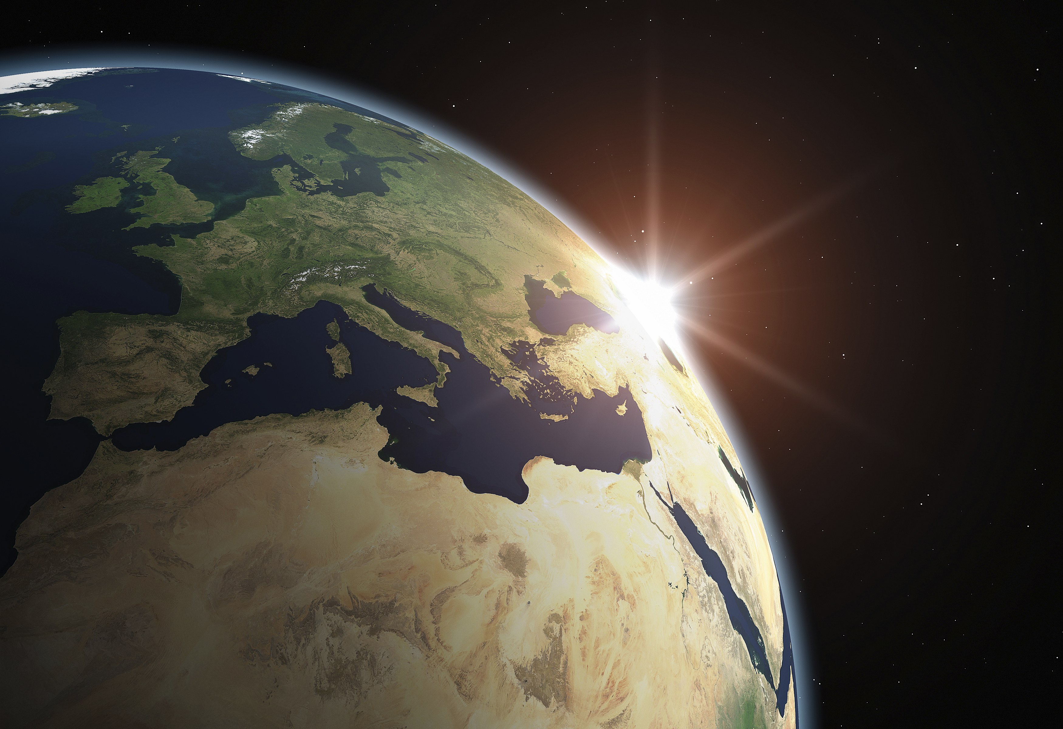 Planet Earth Europe Sunlight