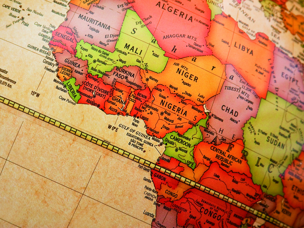 World map: Africa detail