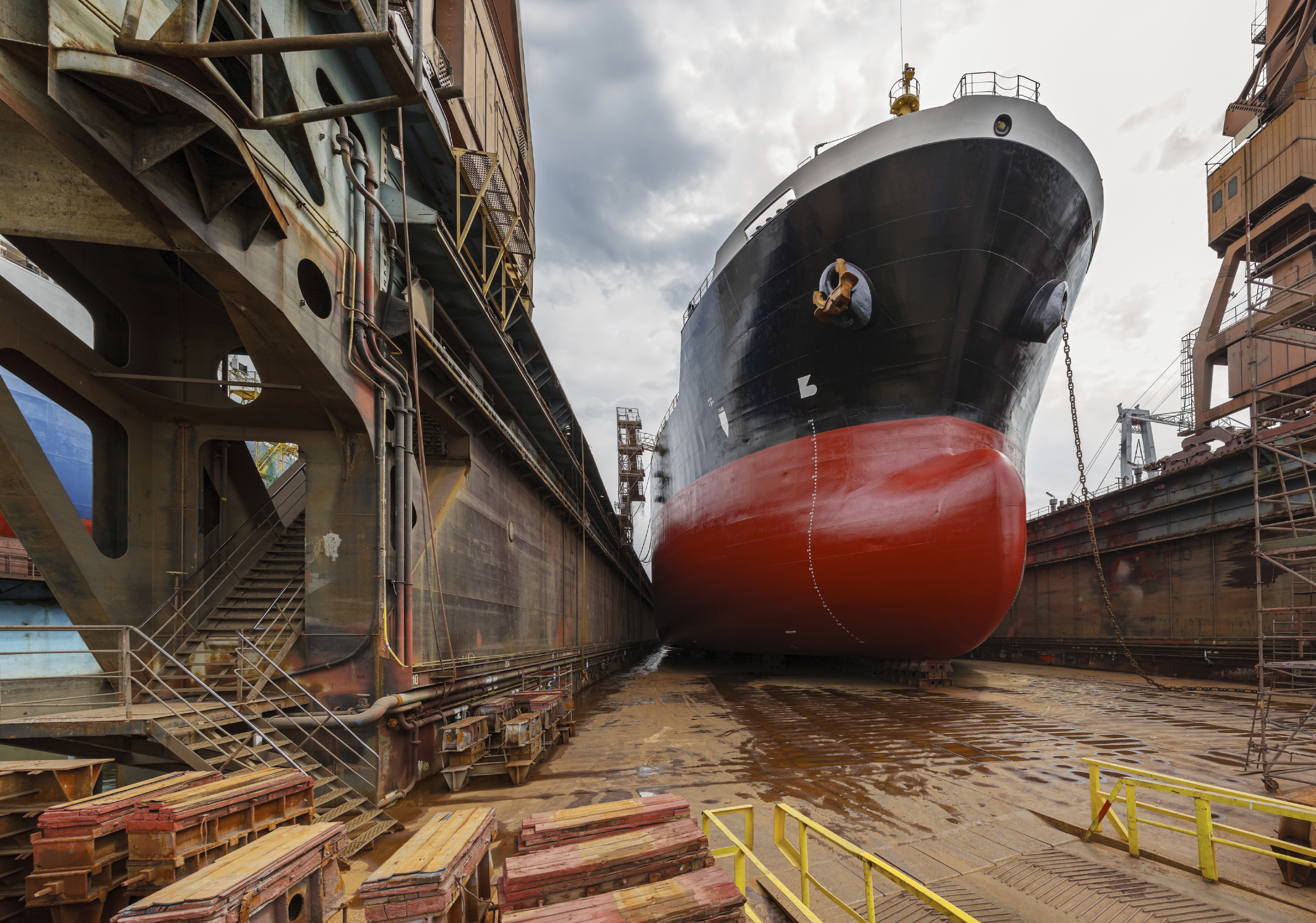 Tanker in dry dock