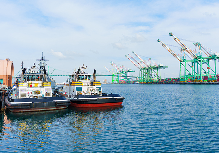 Two tugboats at the Port of Los Angeles